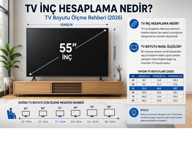 TV İnç Hesaplama Nedir? TV Boyutu Ölçme Rehberi